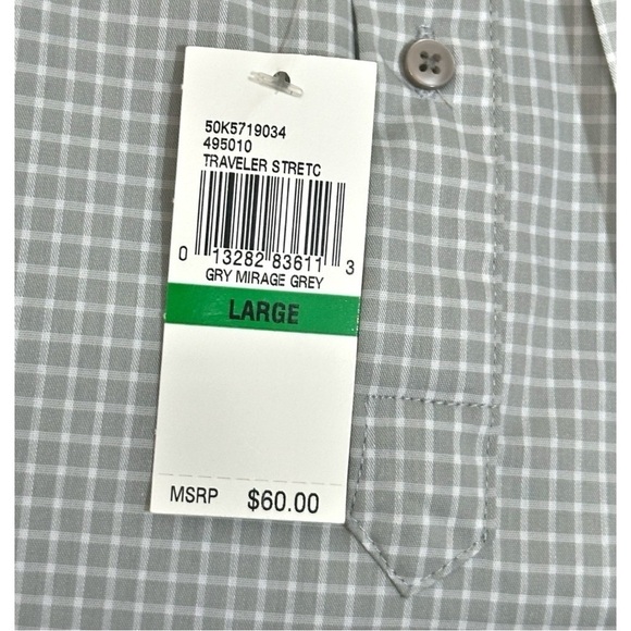 NWT- VanHeusen No Iron Traveler Stretch Gray/White Check Shirt- Size 16-16.5 - Picture 3 of 6
